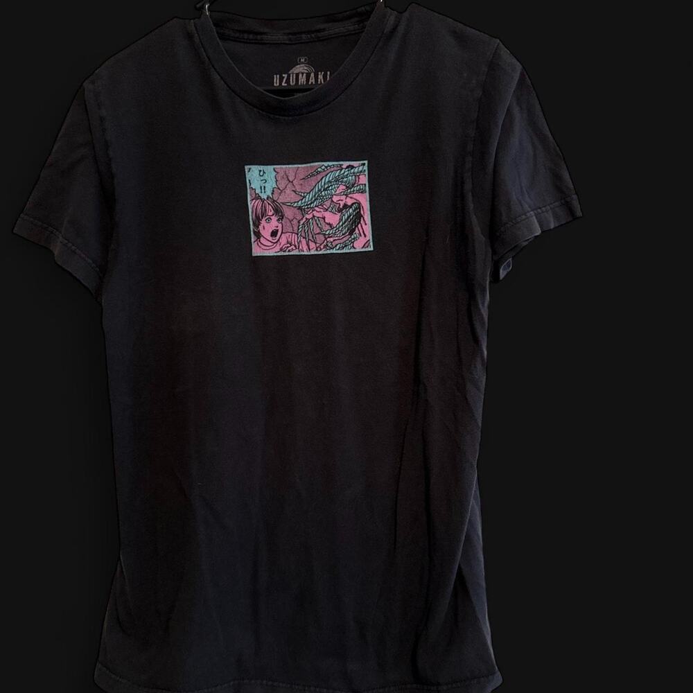Black uzumaki graphic tee with